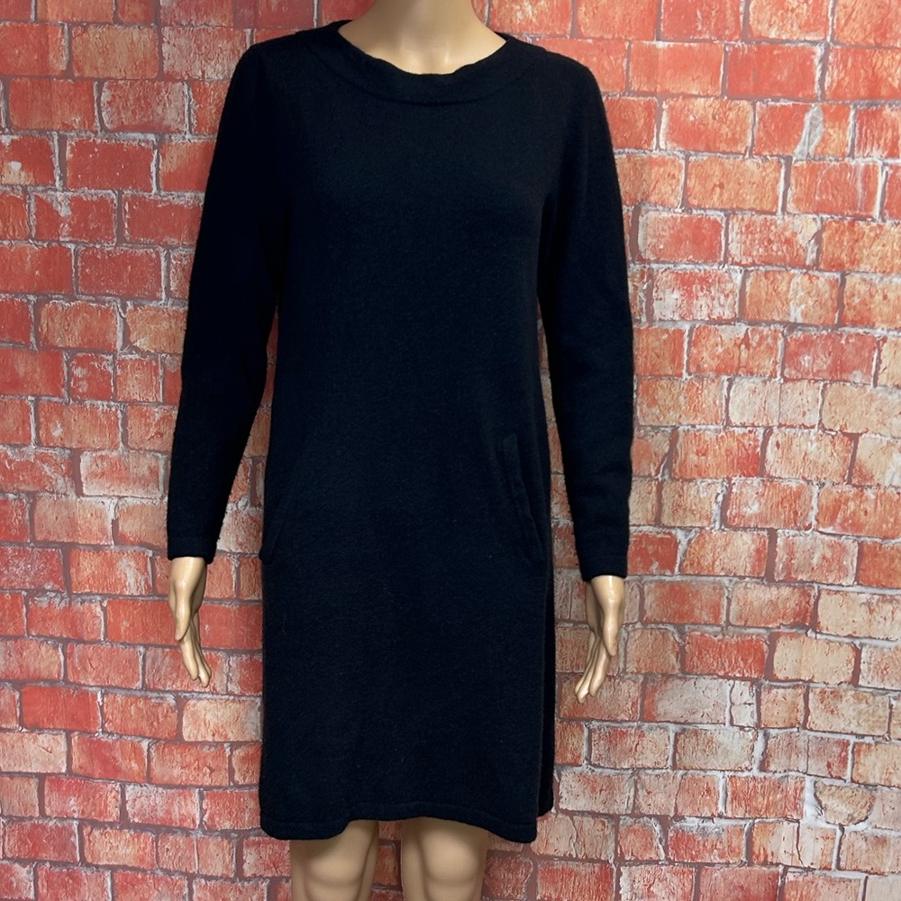 J. Jill Black Felted Wool Sweater Dress